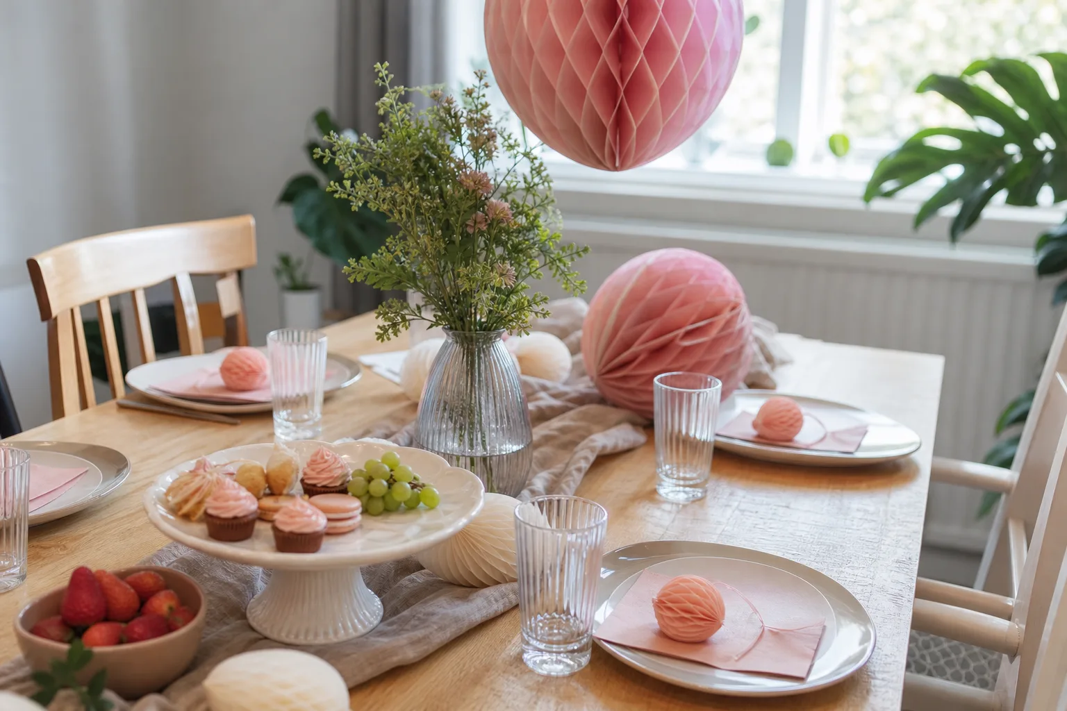 Dukning inför en babyshower.