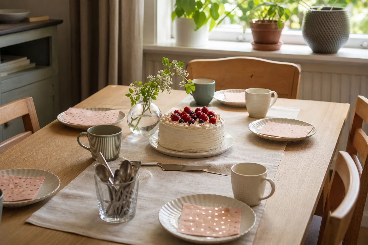 En enkel dukning till ettårskalaset.