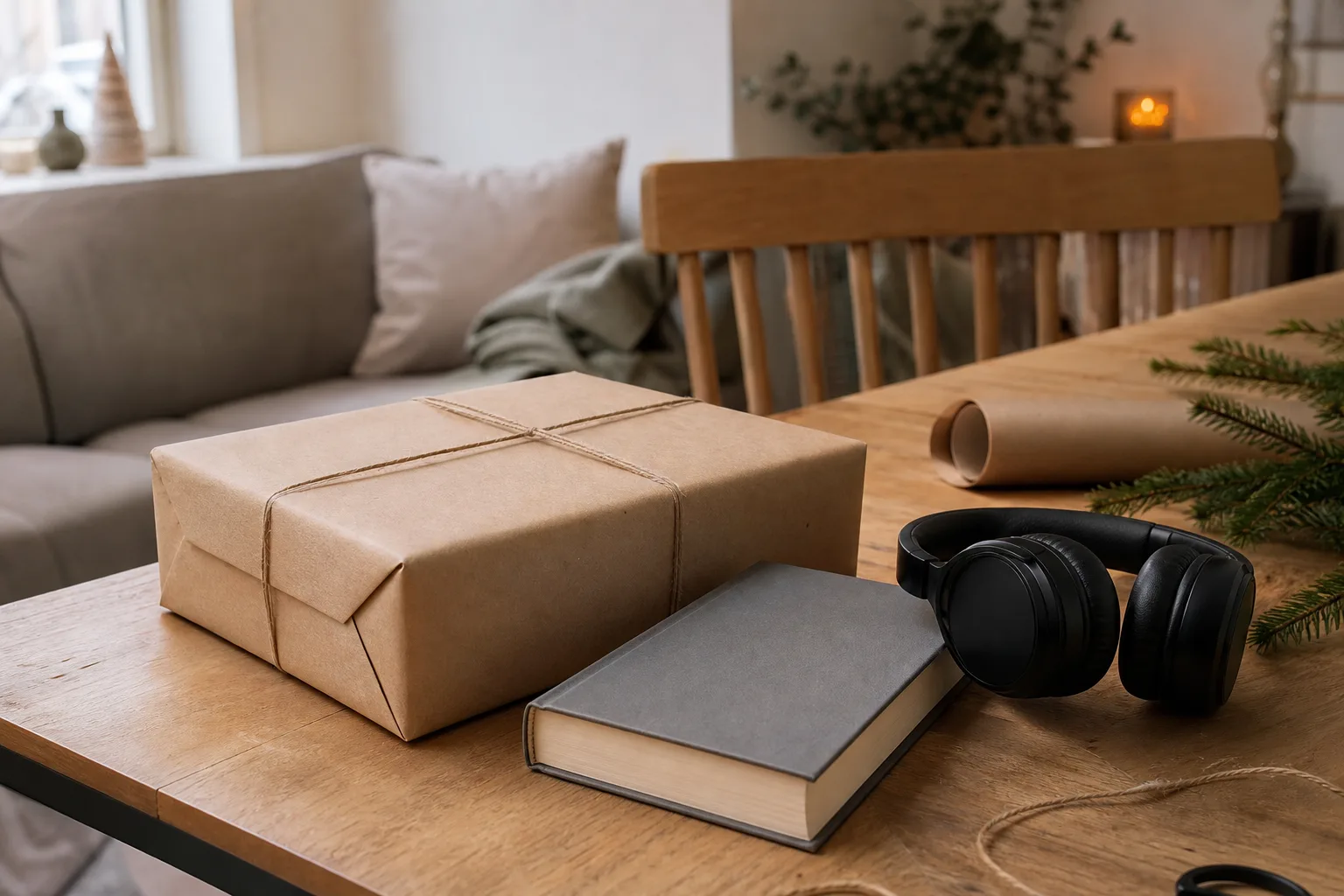Paket inför en julklapp.