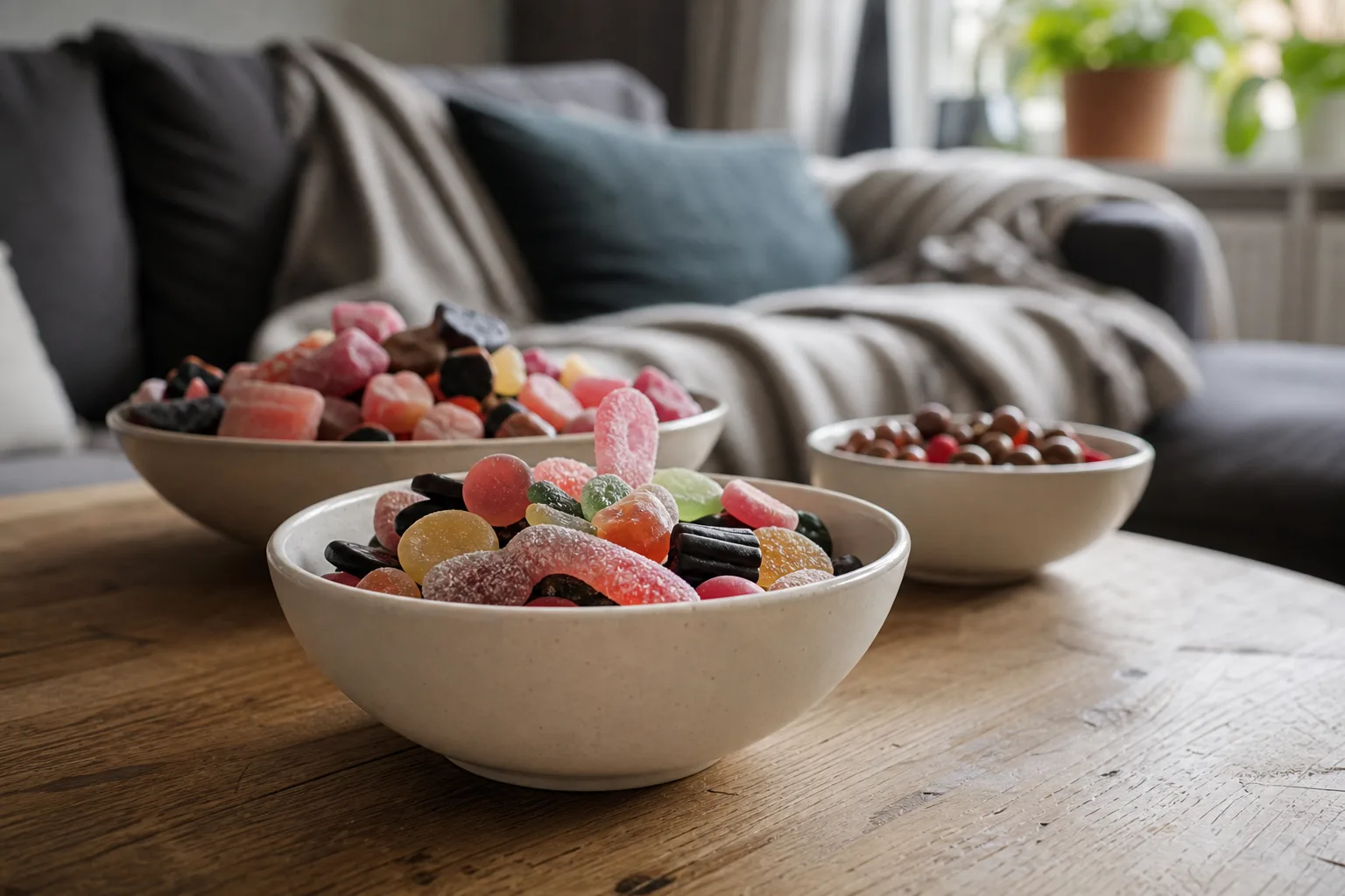 Godis inför en kväll hemma.