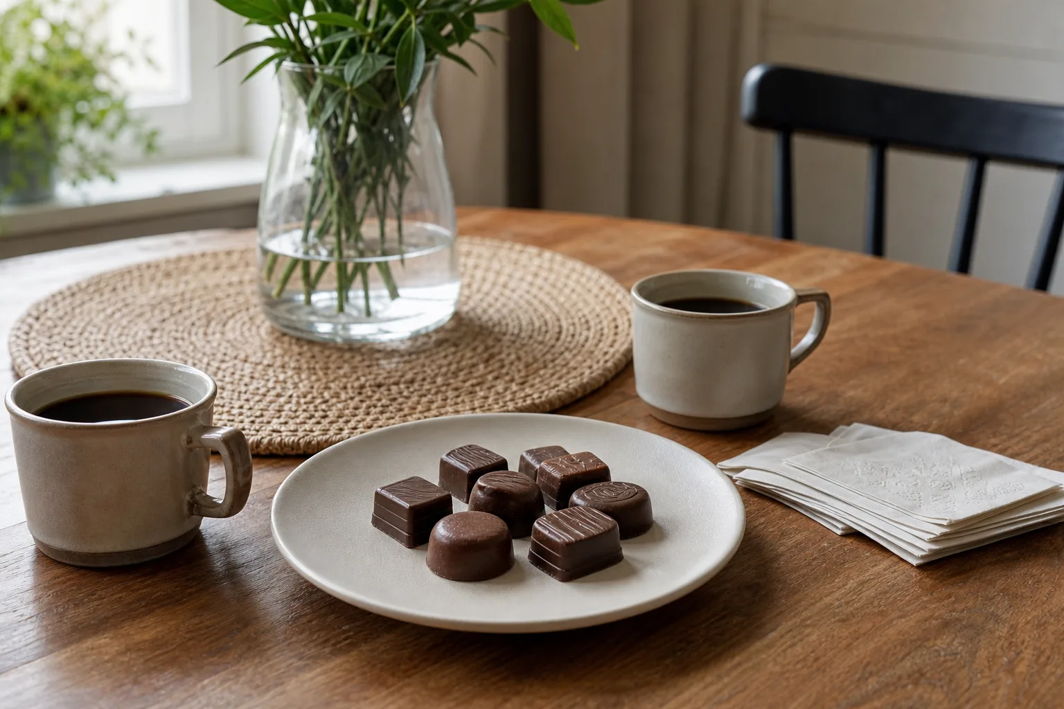 Chokladportioner inför en fikastund.