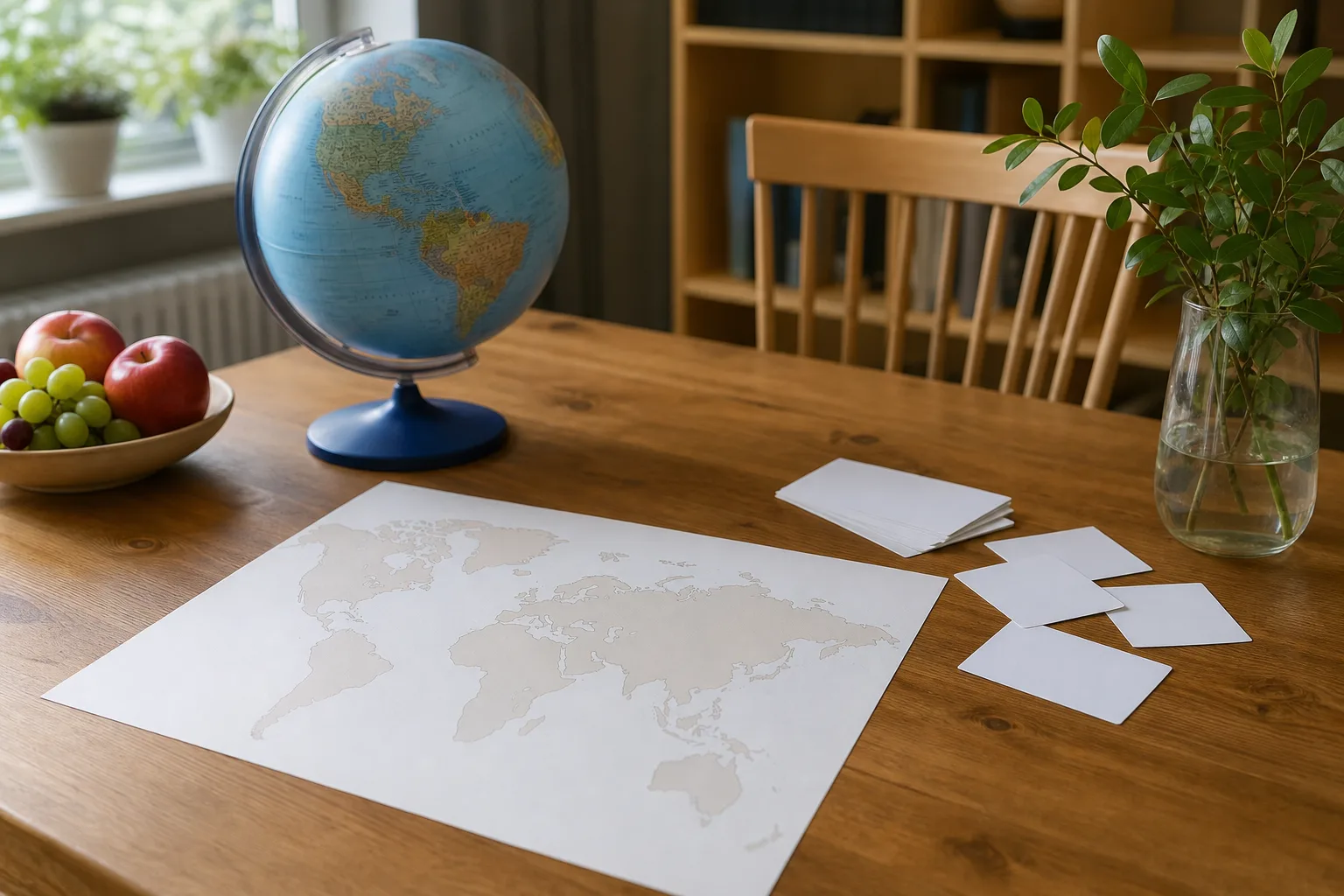 Förberedelser inför en geografistund.