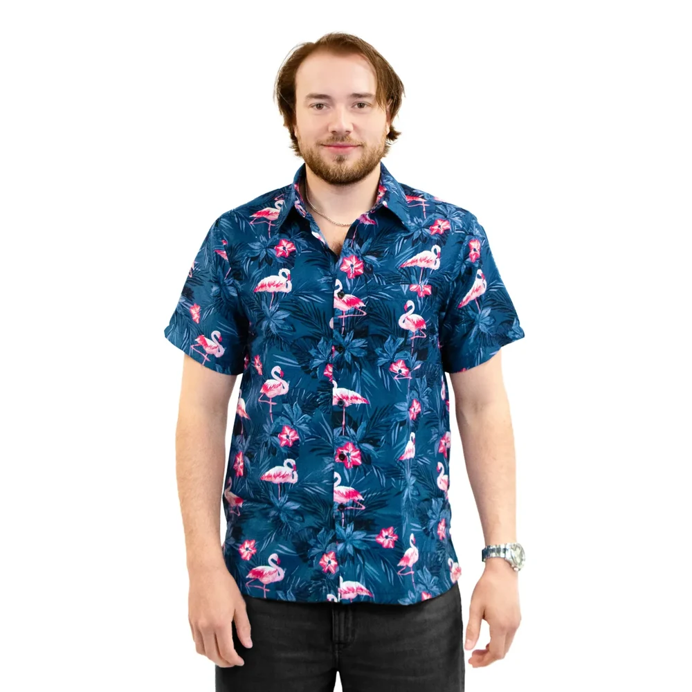 Hawaiiskjorta Herr Flamingo – Medium