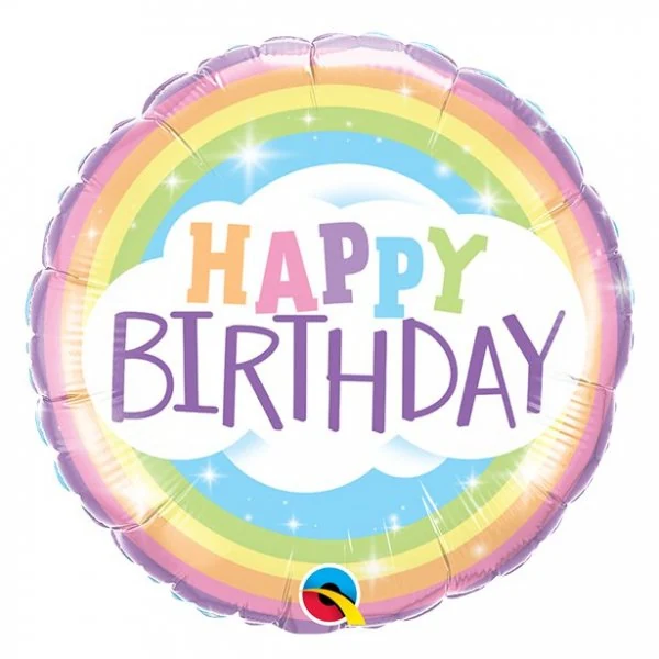 Folieballong Happy Birthday Pastel Rainbow.