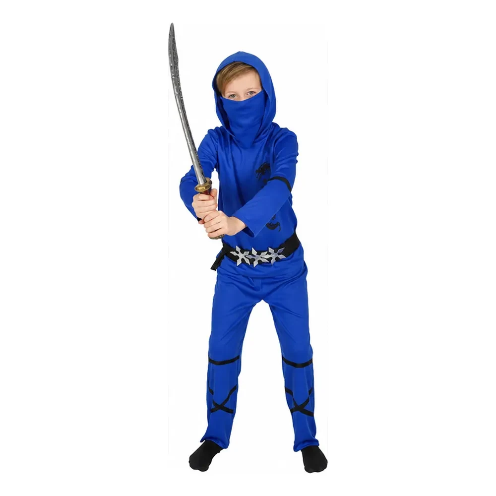 Power Ninja Blå Barn Maskeraddräkt-Small