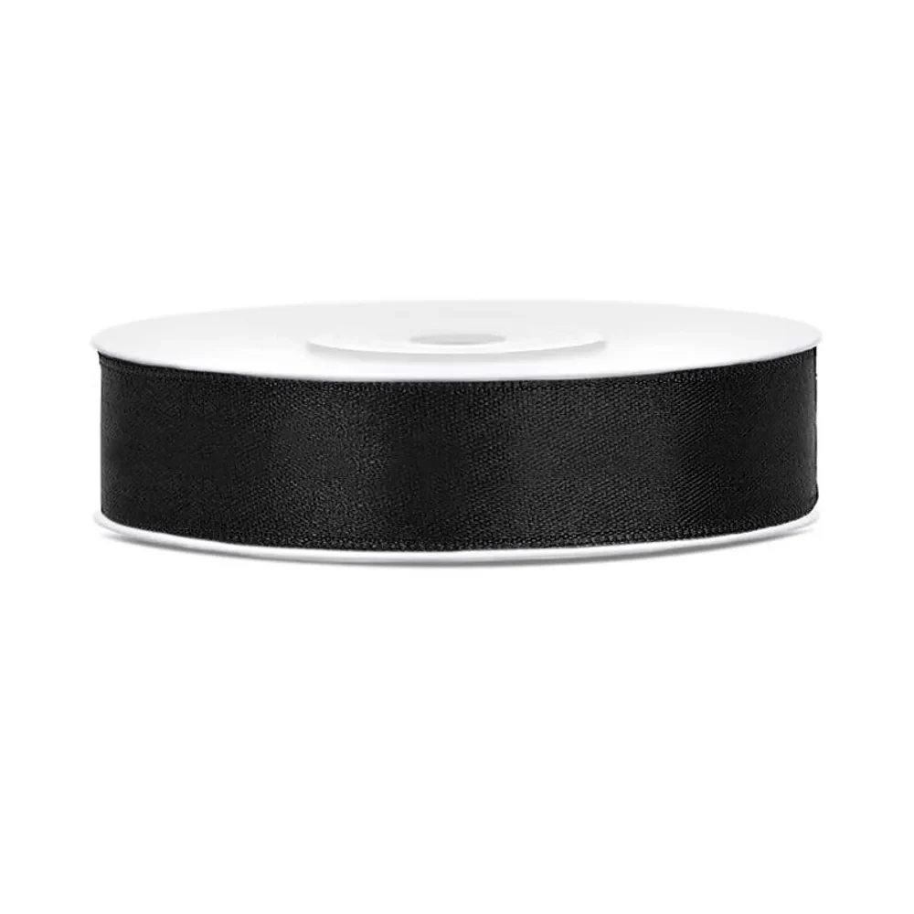 Satinband Svart-12 mm x 25 m