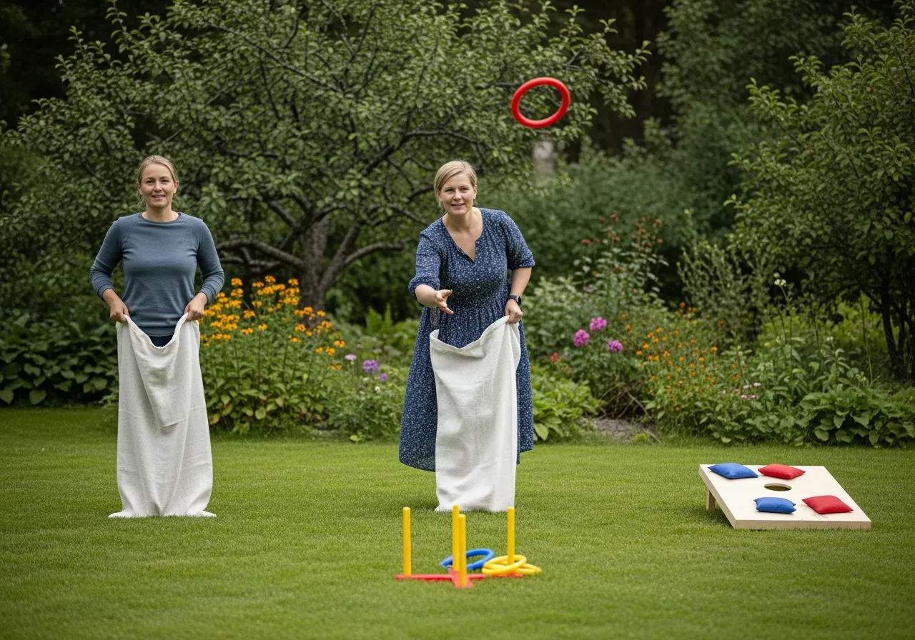 Lekfull trekamp i trädgård