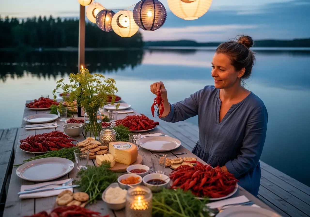 Kräftskiva i sensommarkväll