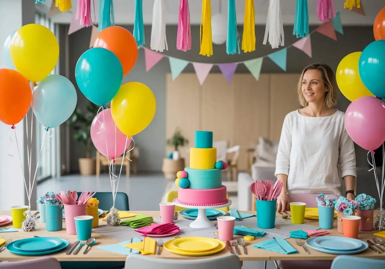 Färgglada festteman och dekorationer