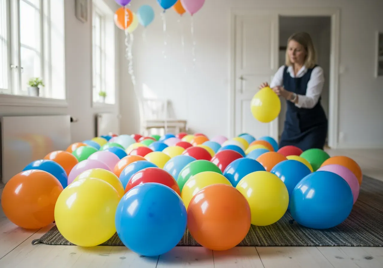Färgglada födelsedagsballonger på kalas
