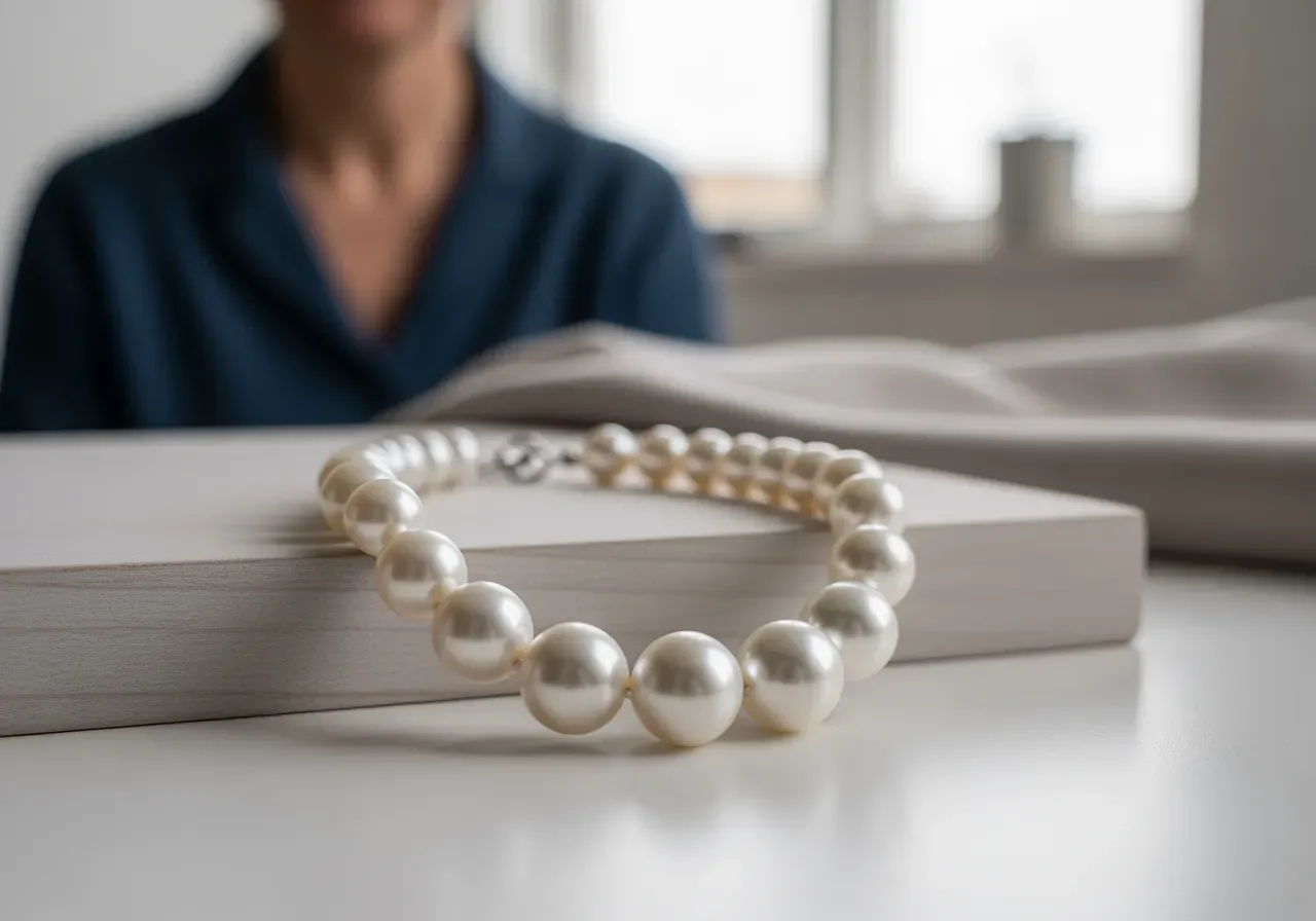 Pärlhalsband med stora pärlor