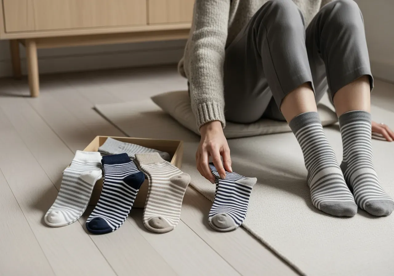 Randiga damstrumpor i vardagsstil