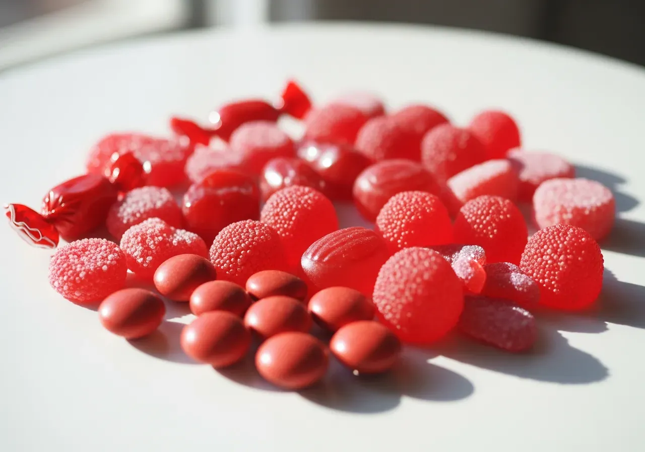 Urval av Röda godis