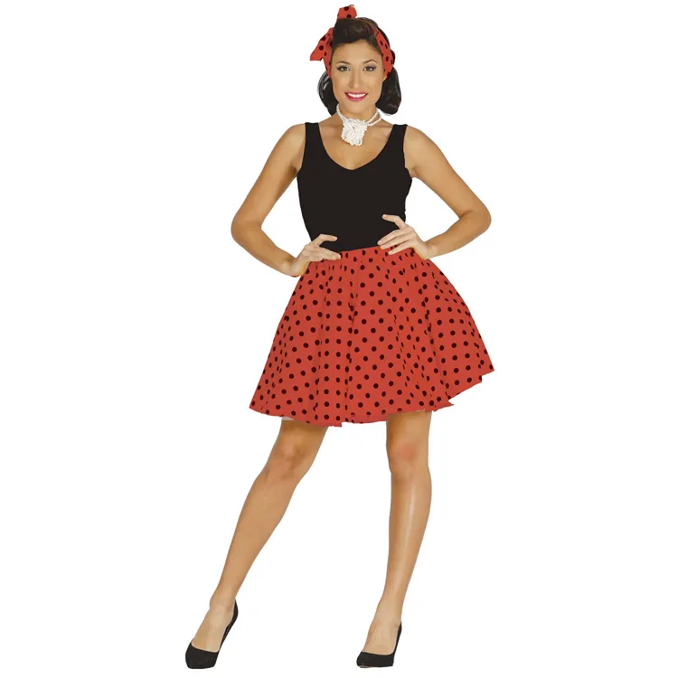 50-tals Pin Up Klänning & Hårband Röd