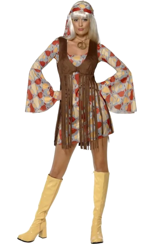 60-tals Hippieklänning Groovy Baby Maskeraddräkt Dam