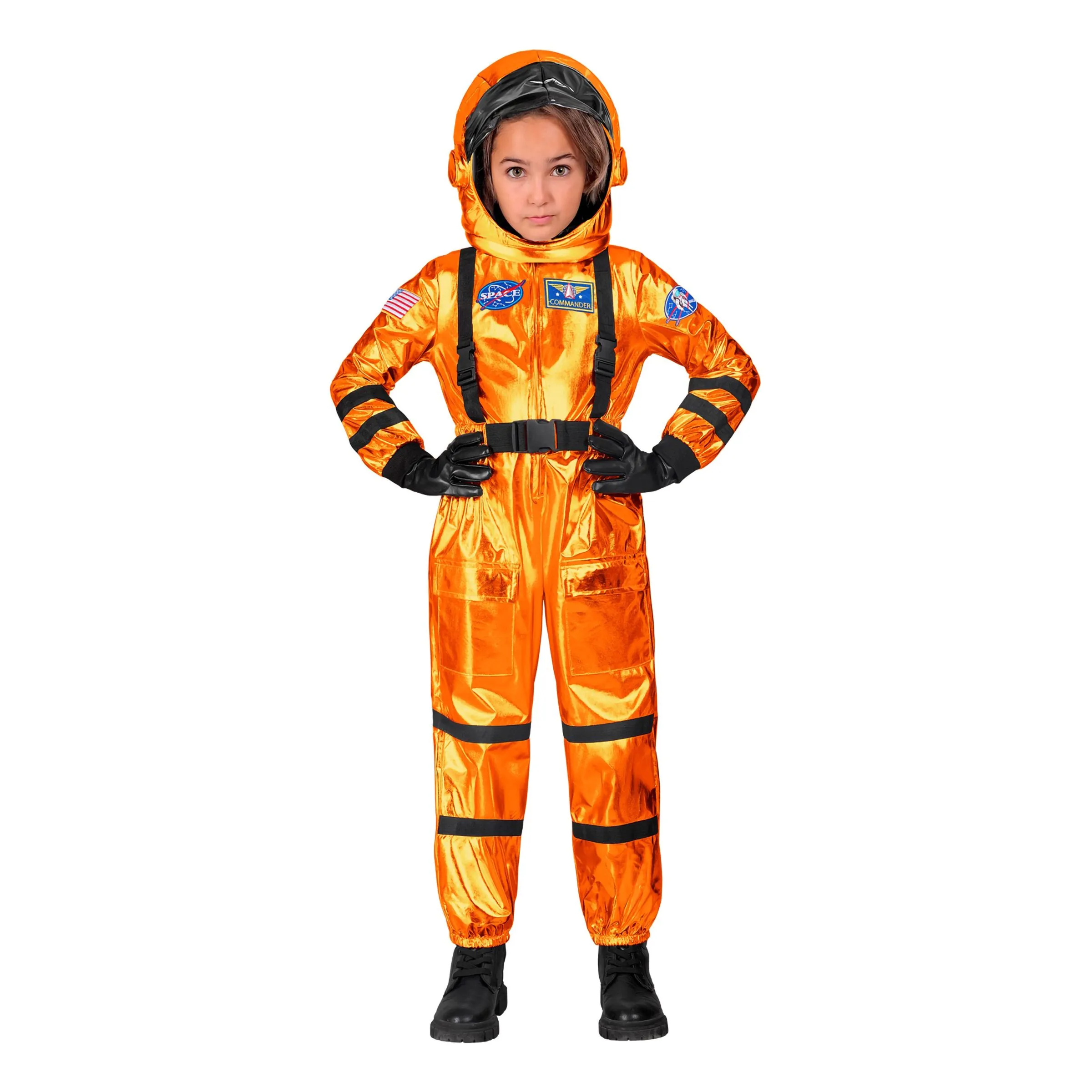 Astronaut Orange Metallic Barn Maskeraddräkt