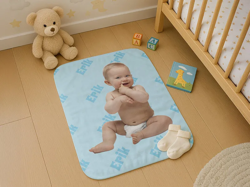 Babyfilt med Eget Foto & Namn