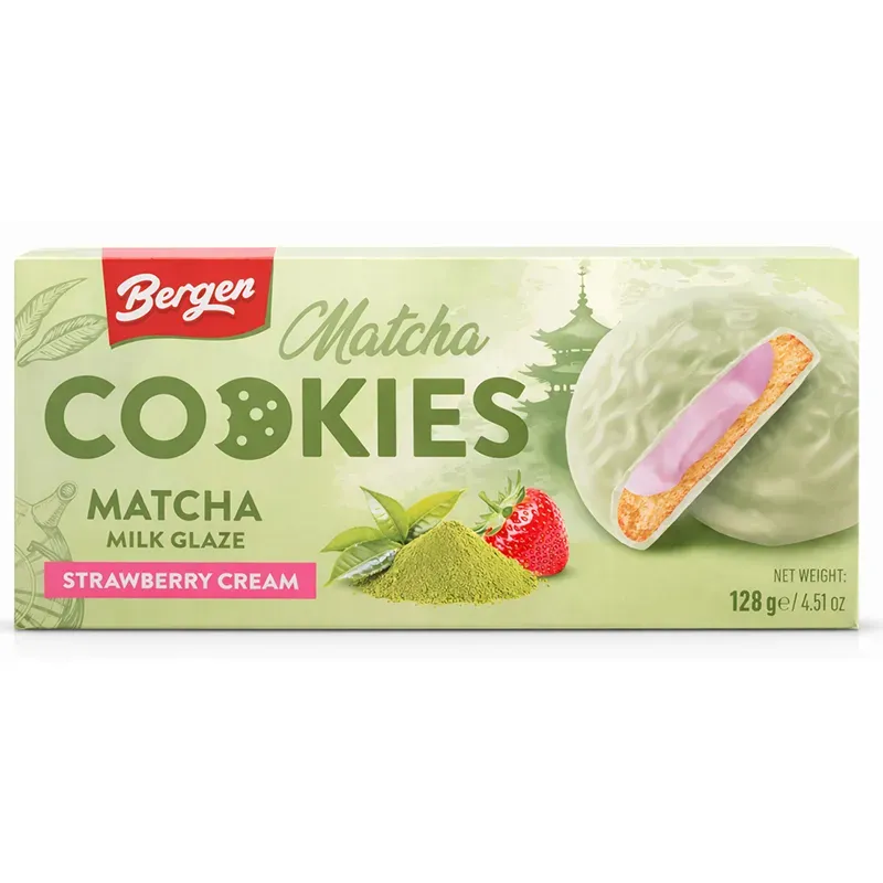 Bergen Matcha Strawberry Cream Cookies 128 Gram