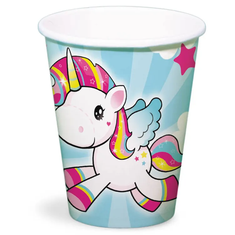 Enhörning Pappersmugg Blå 8-pack