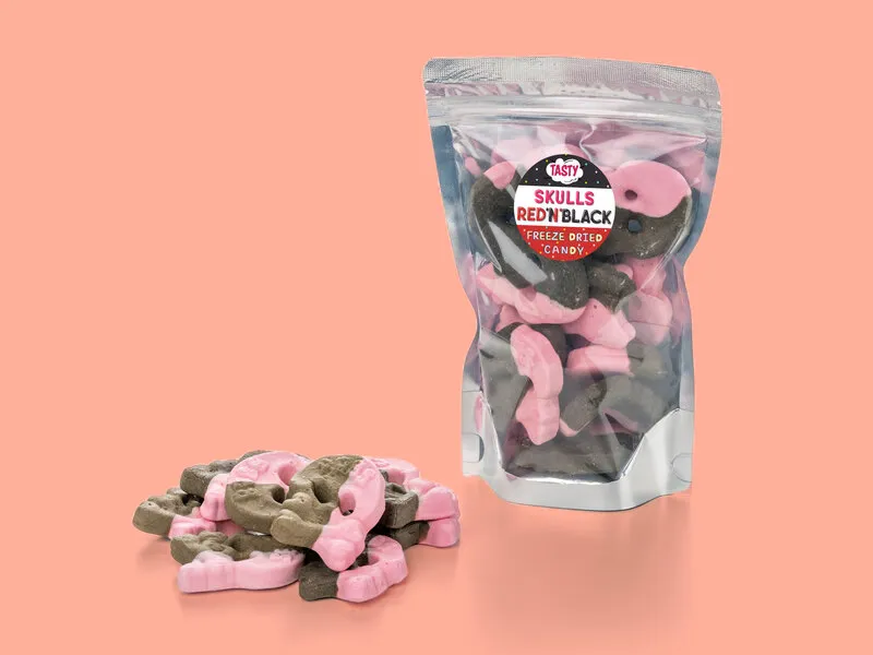 Frystorkat godis - Hallon/Lakrits Skalle