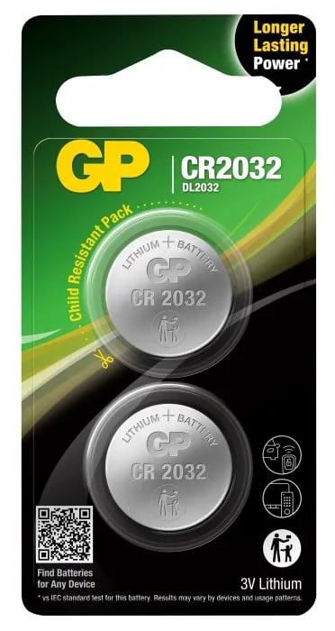 GP Knappcellsbatteri Lithium CR2032 (2-pack)