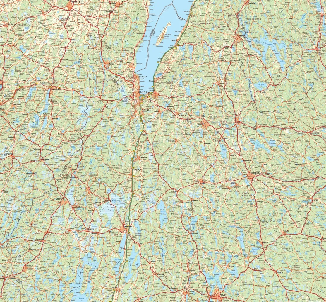 Jönköpings län väggkarta