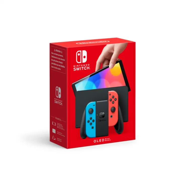 Nintendo Switch HW (OLED) med Neonblå/Neonröd Joy-Con