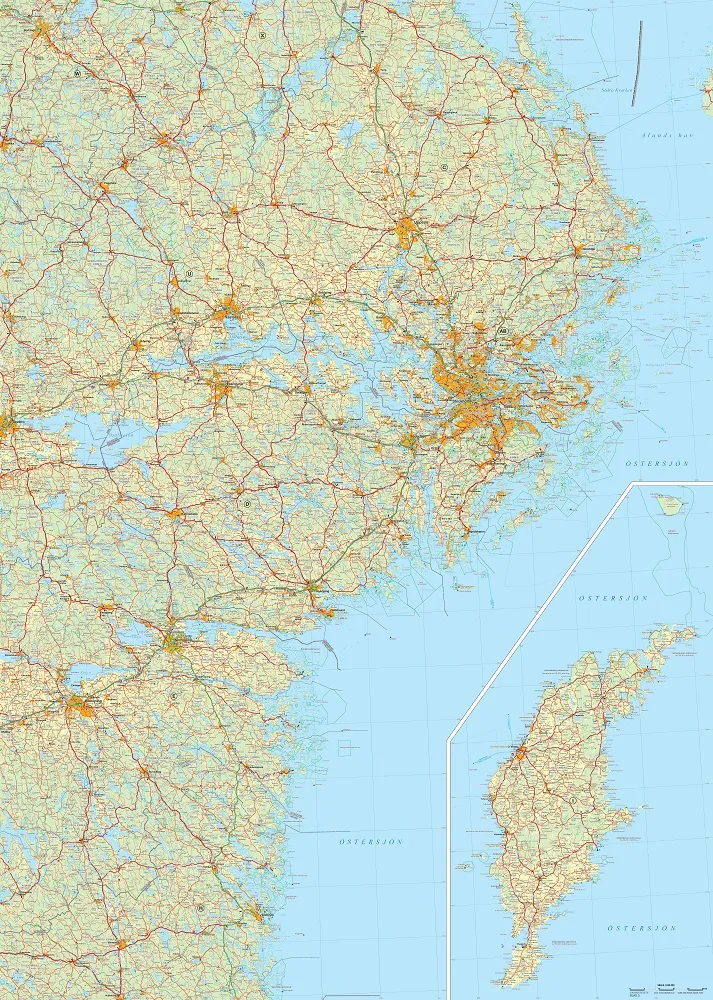 Östra Svealand Väggkarta