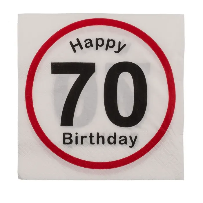 Pappersservetter - Happy 70 Birthday 33 x 33 cm 20-pack