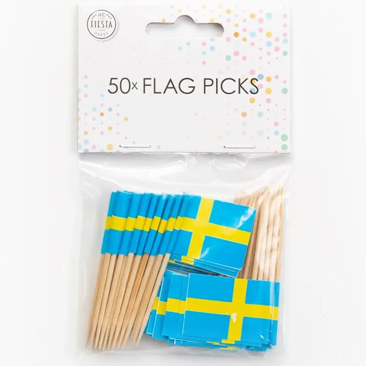 Partypicks Svenska Flaggan 50-pack