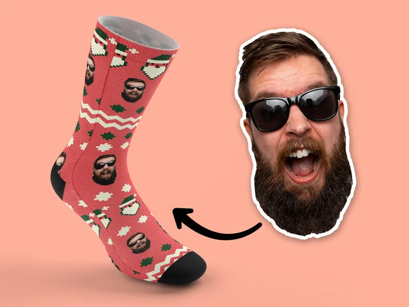 Personliga Strumpor med Foto - Ugly Christmas Sweater