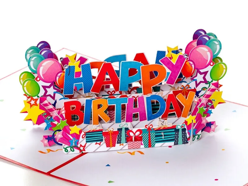 Pop Up-kort - Happy Birthday (rött kort)