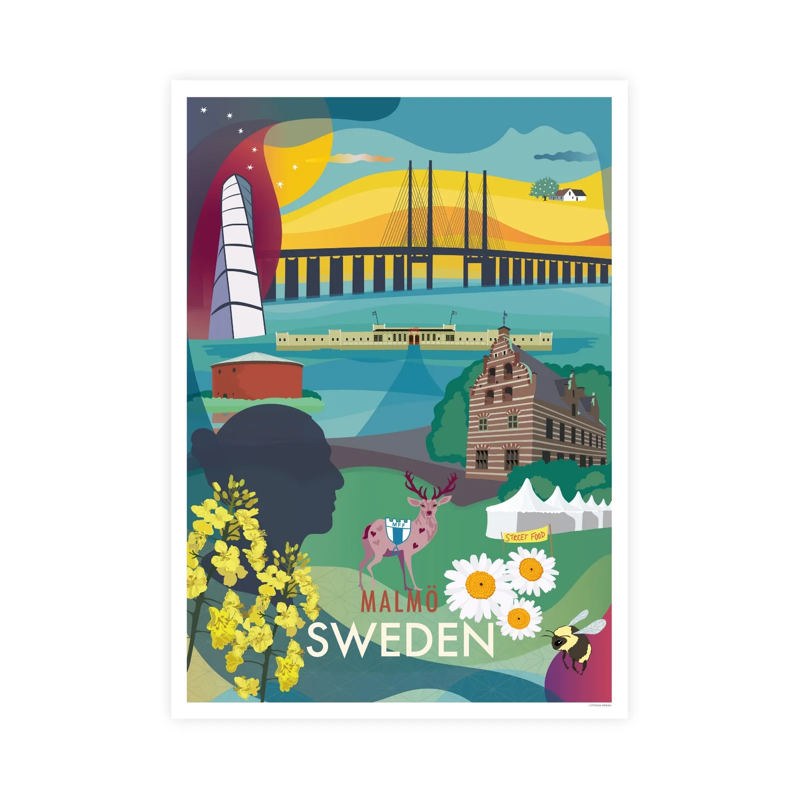 Poster city Malmö 30x40 cm