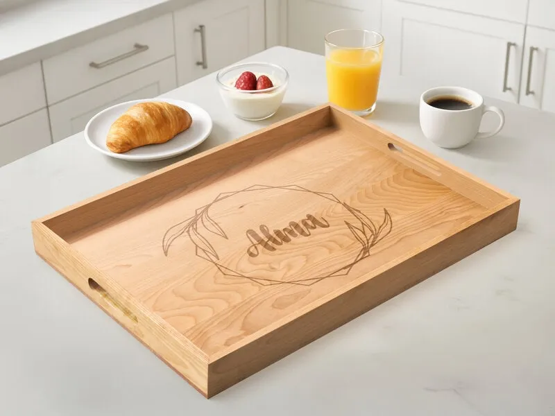 Serveringsbricka i Trä med Gravyr
