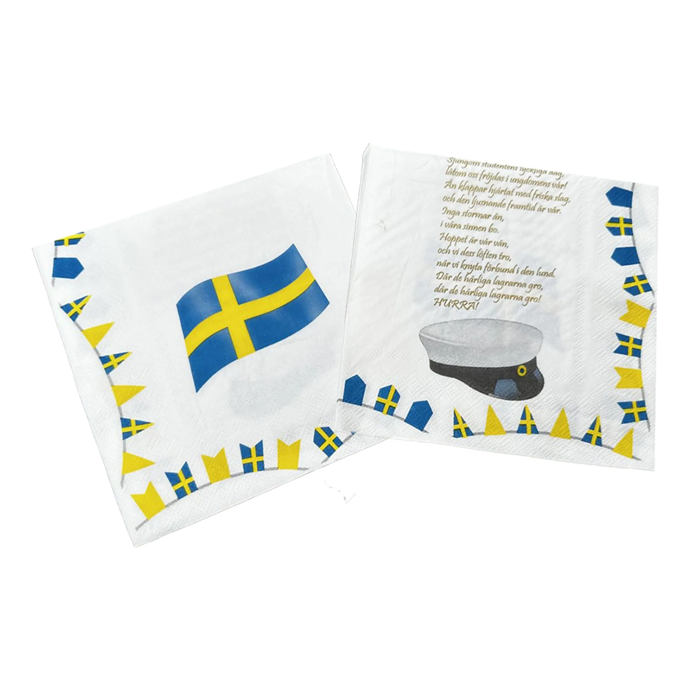 Servetter Studentmössa & Sverigeflagga - 20-pack
