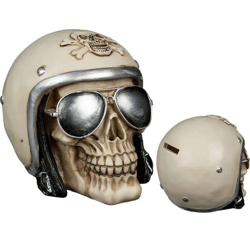 Sparbössa, Dödskalle med pilotglasögon 16 x 12 cm