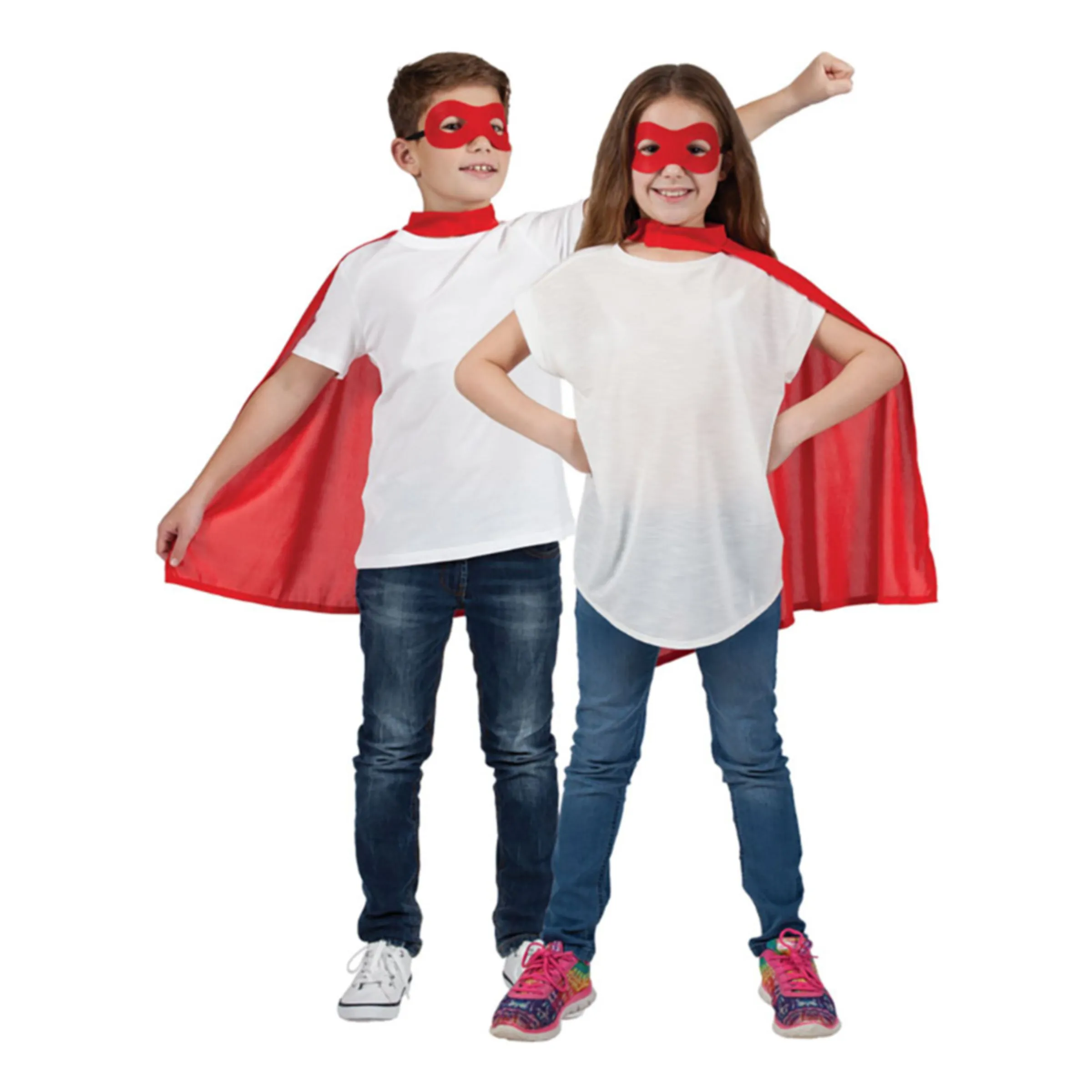 Superhjälte Cape med Mask Röd Barn