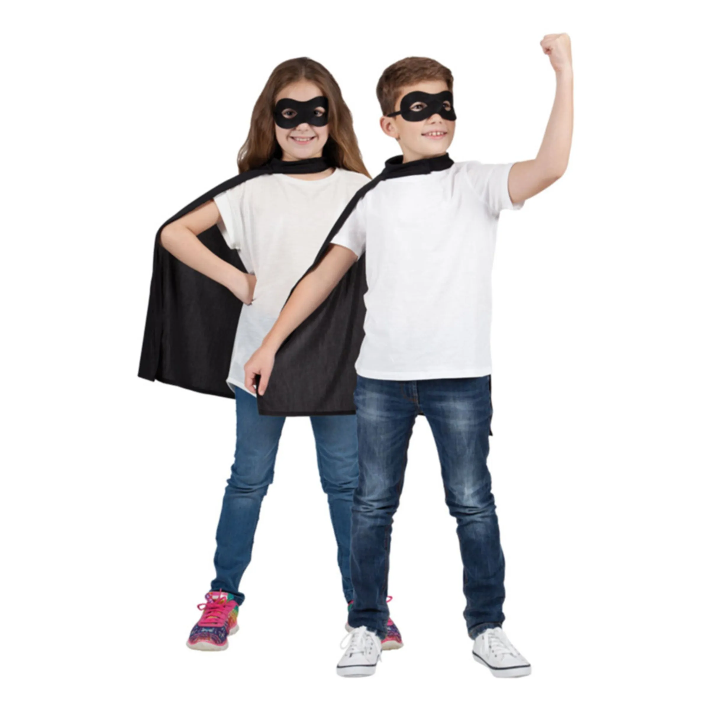 Superhjälte Cape med Mask Svart Barn