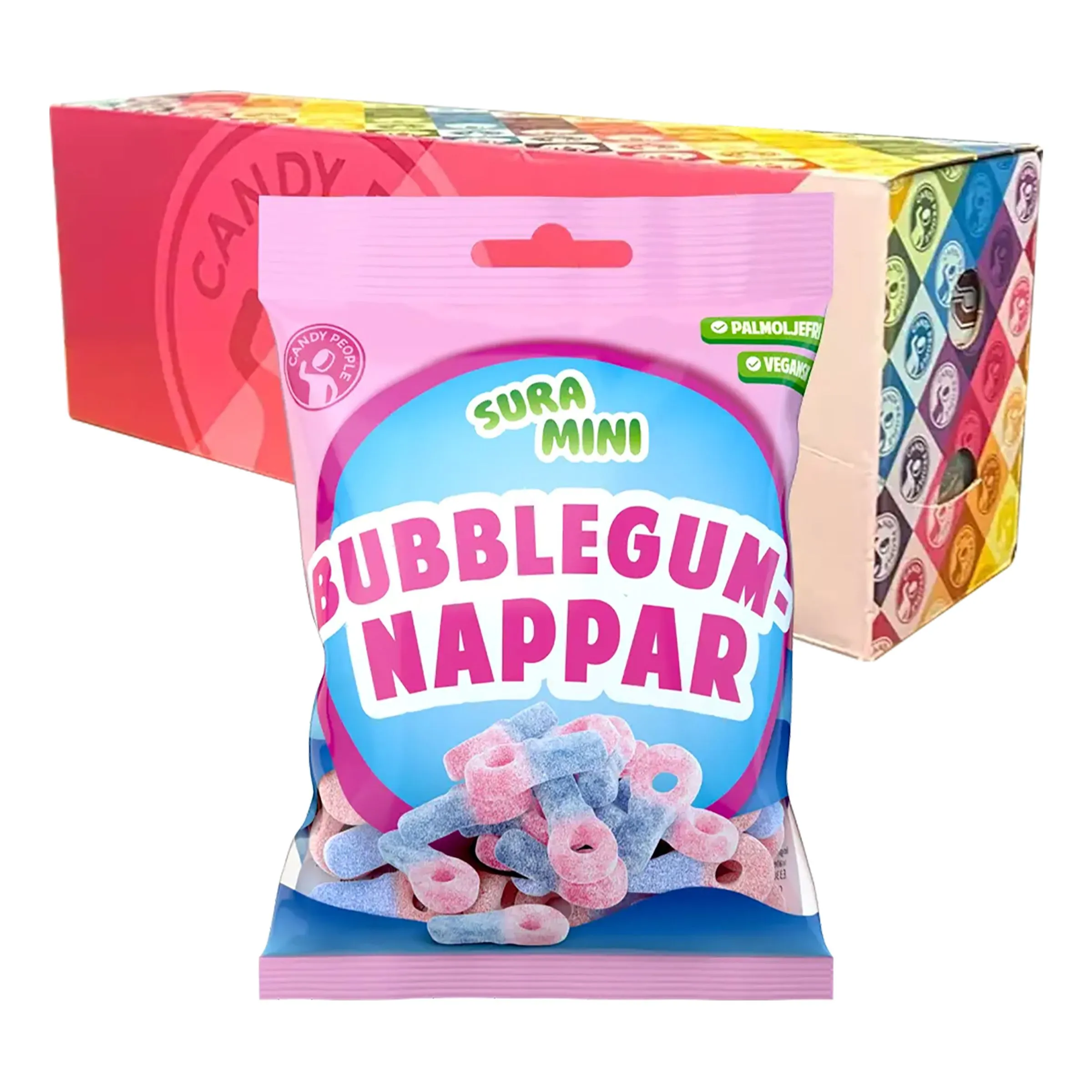 Sura Mini Bubblegumnappar - 18 x 70 g