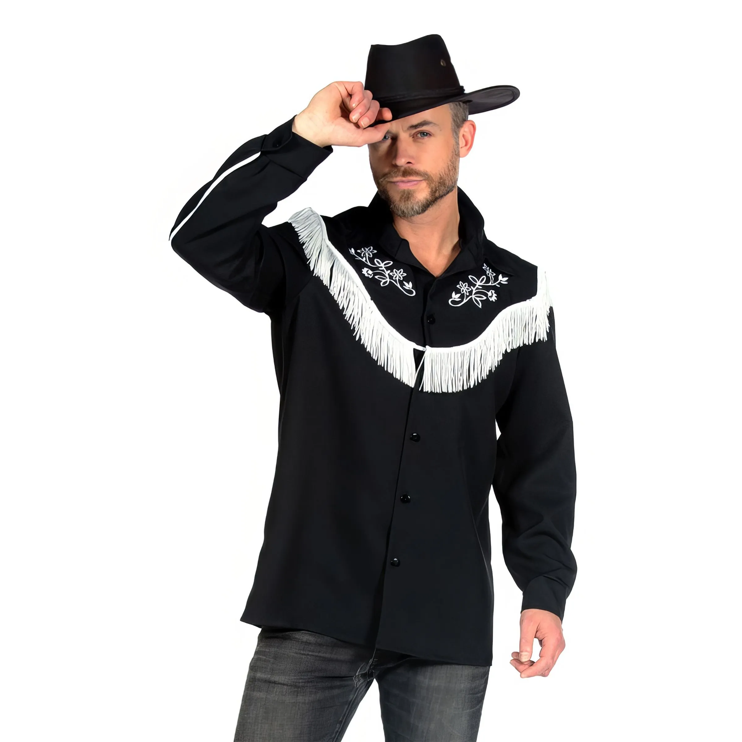Svart Western Skjorta Deluxe Herr