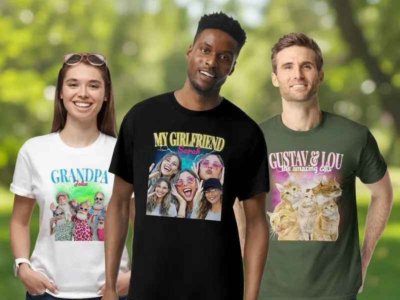 T-shirt med Fotocollage - 90s Design