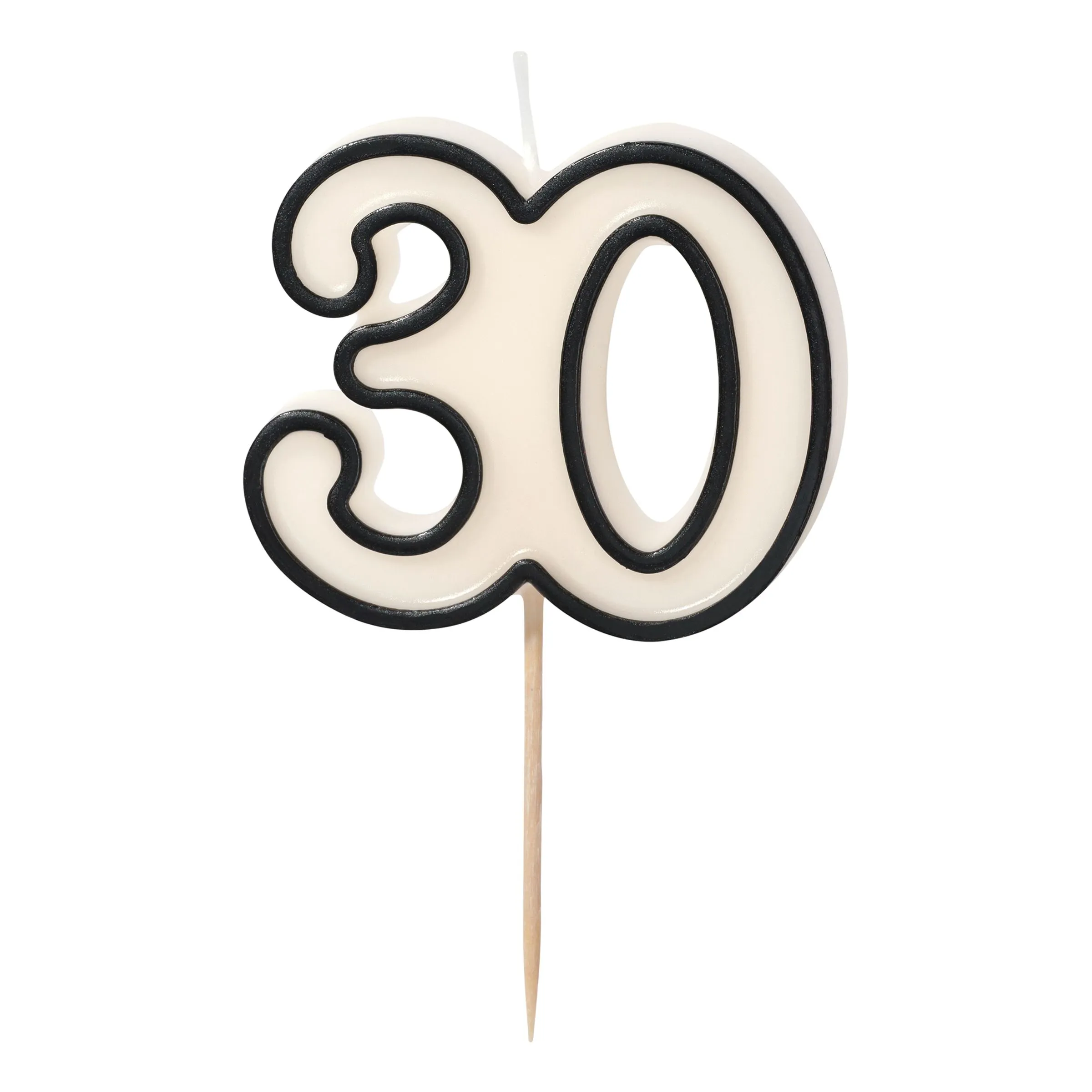Tårtljus 30 Svart/Vit