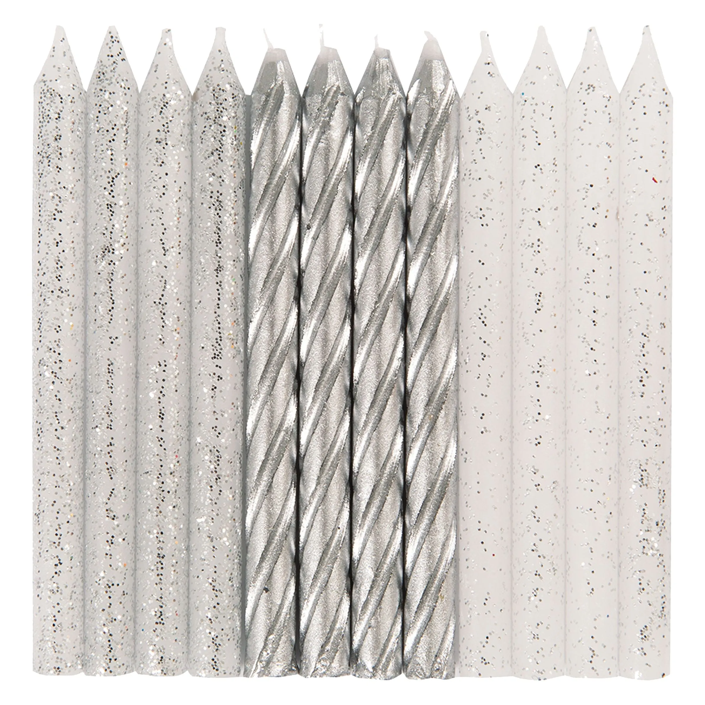 Tårtljus Silver/Vit - 24-pack