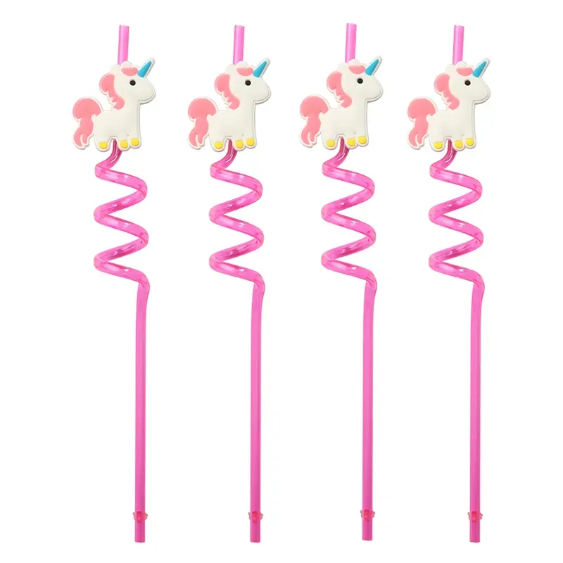 Återanvändbara Sugrör med Enhörningstema 4-pack