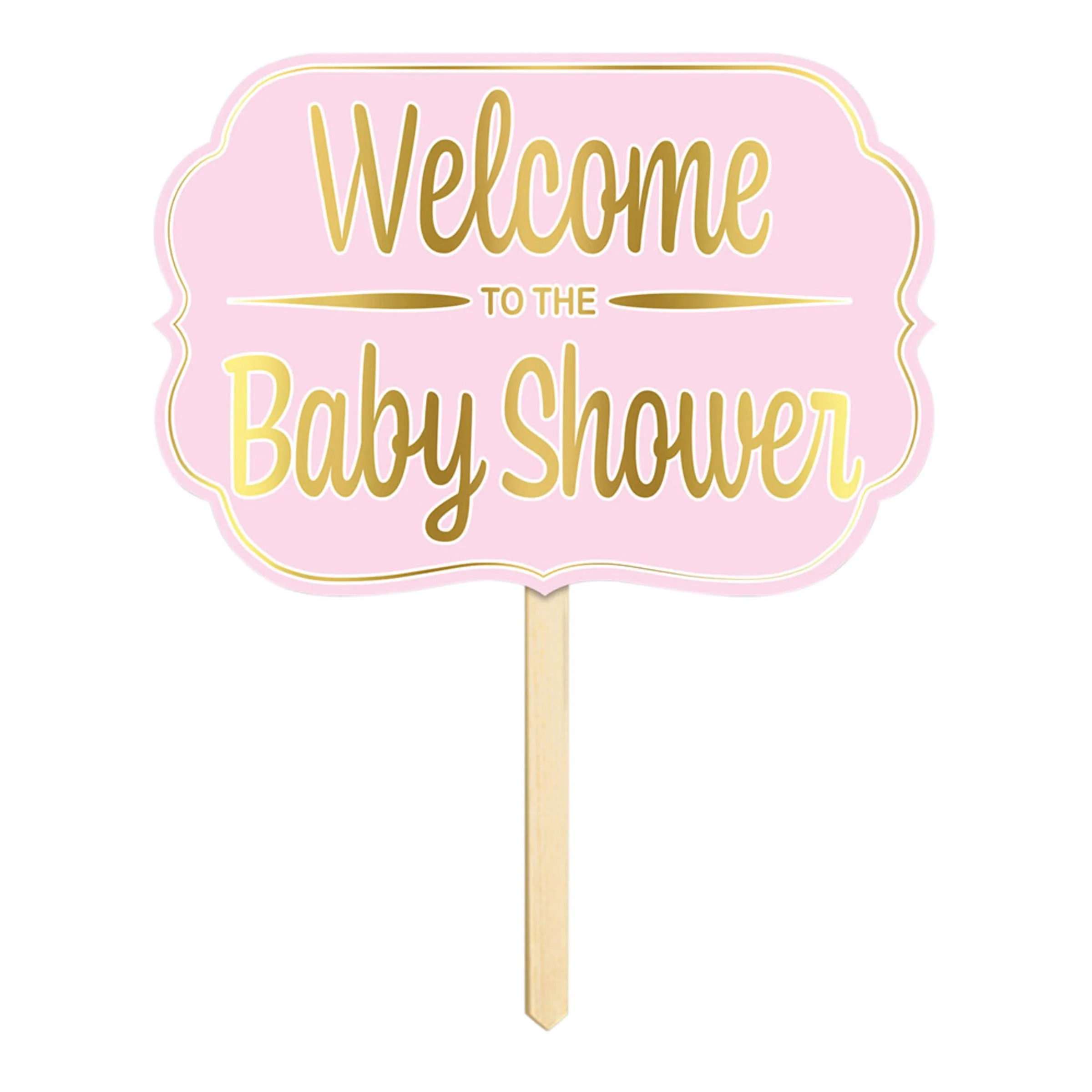 Trädgårdsskylt Welcome To The Babyshower Rosa
