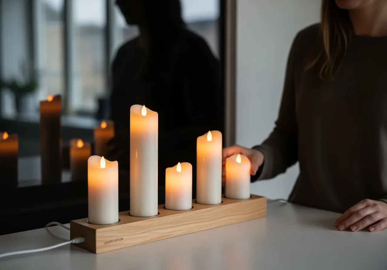 Uppladdningsbara ljus med laddstation