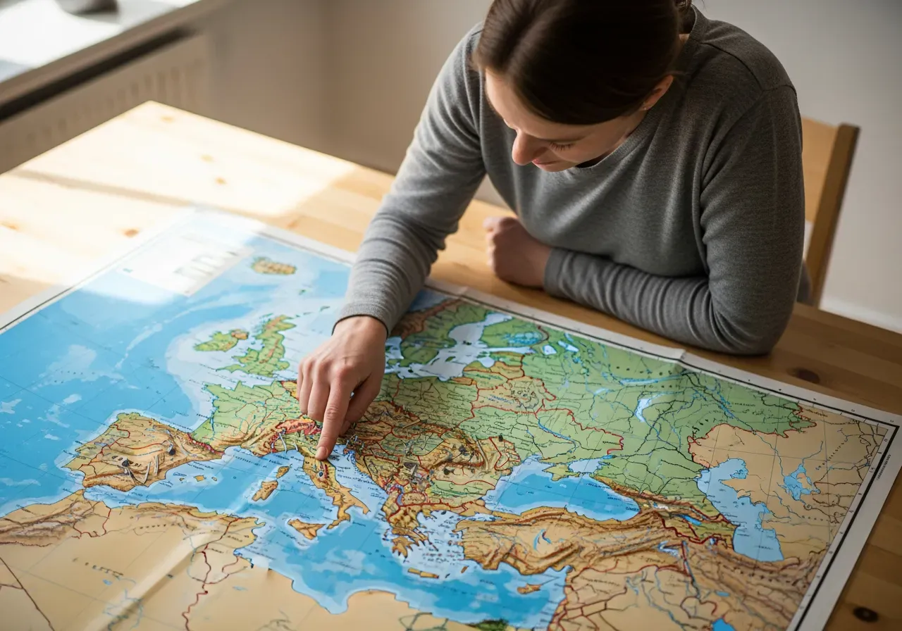 Karta med Europas huvudstäder