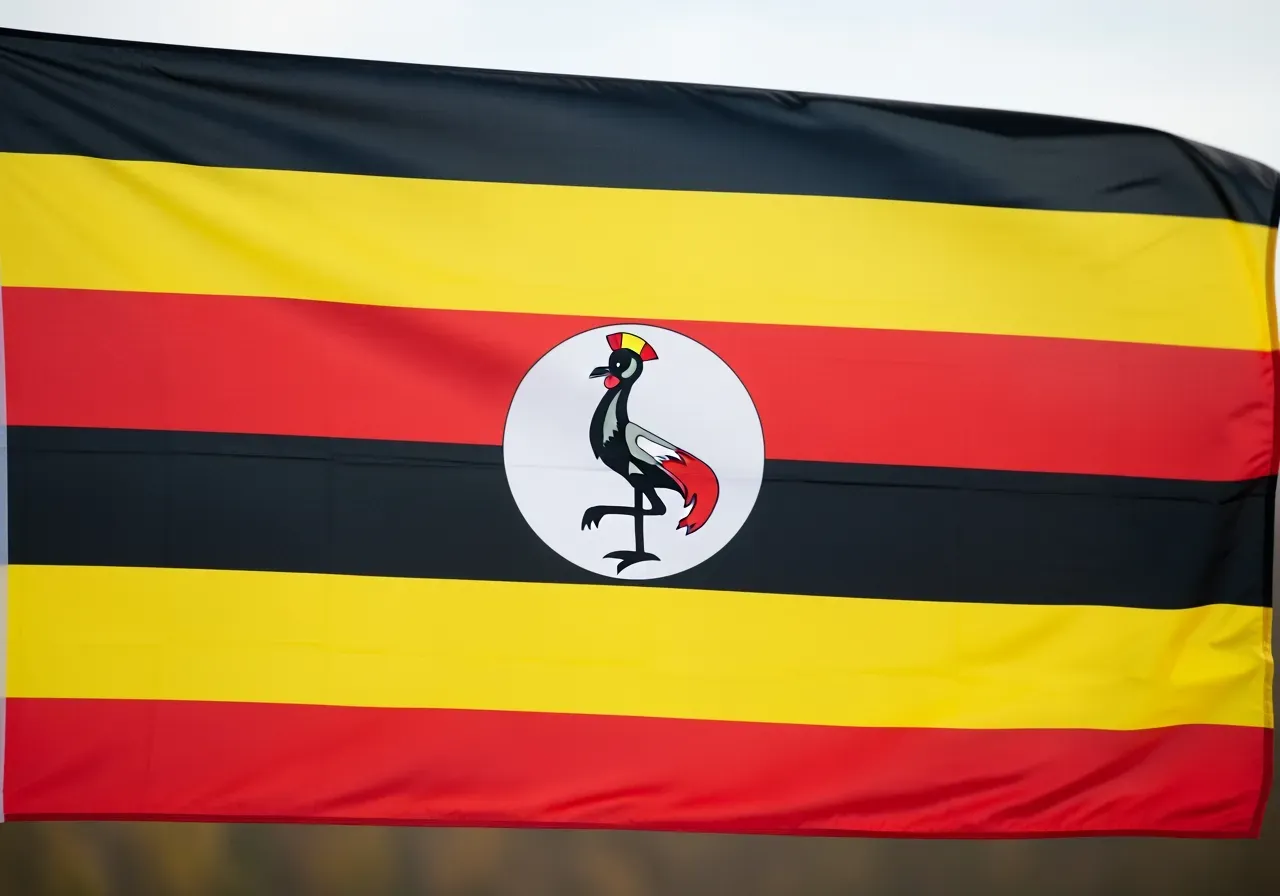 Ugandas flagga med trana motiv