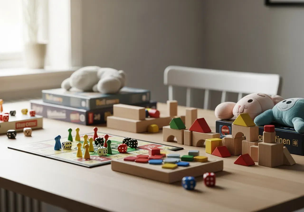 Spel och leksaker på bord